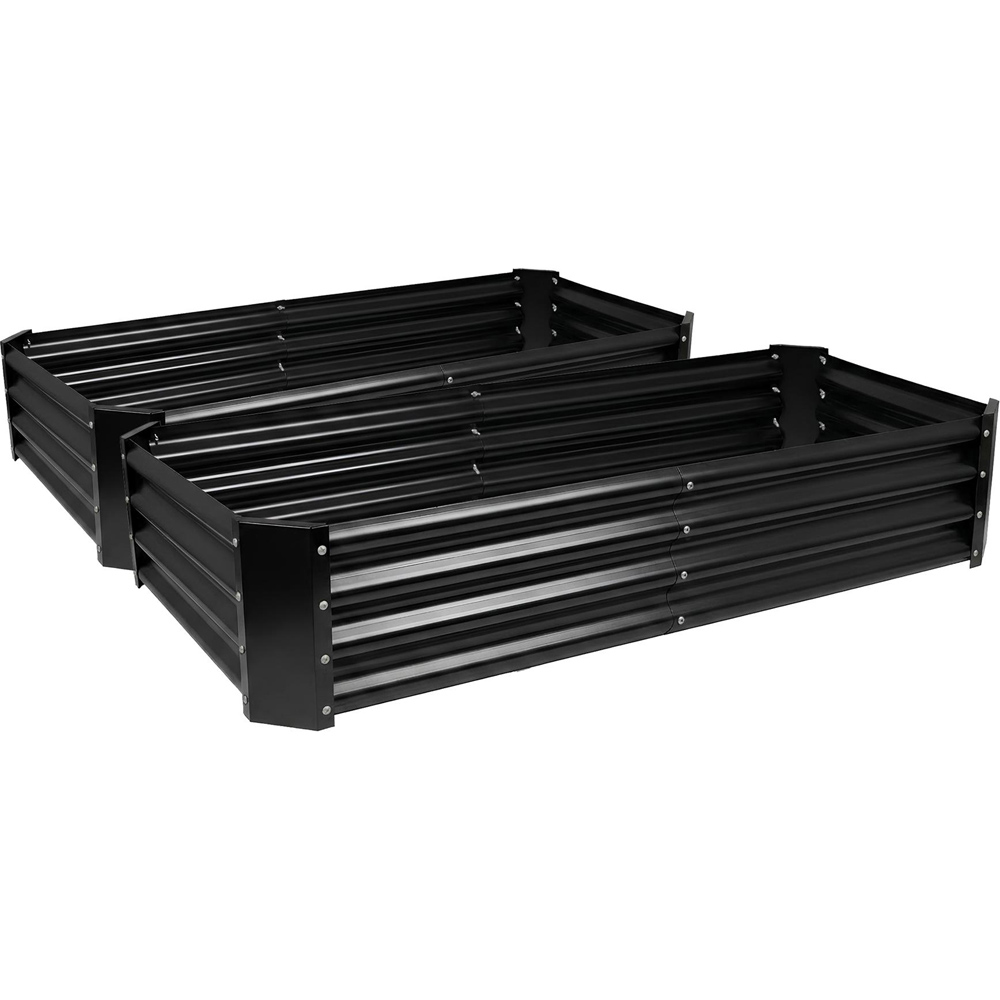 Harbour Housewares Anthracite Rectangle Galvanised Steel Raised Garden Bed 180 x 90cm 2 Pack Image 1