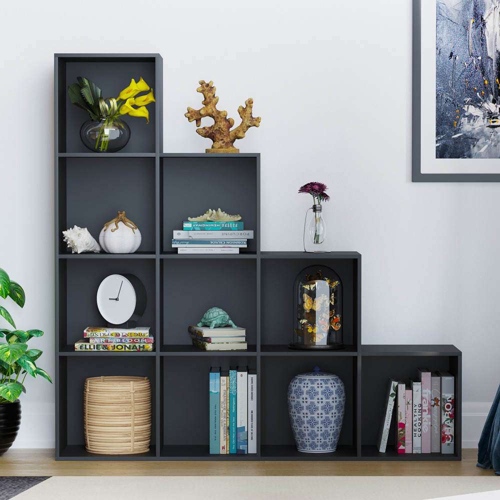 Cube storage dark wood deals