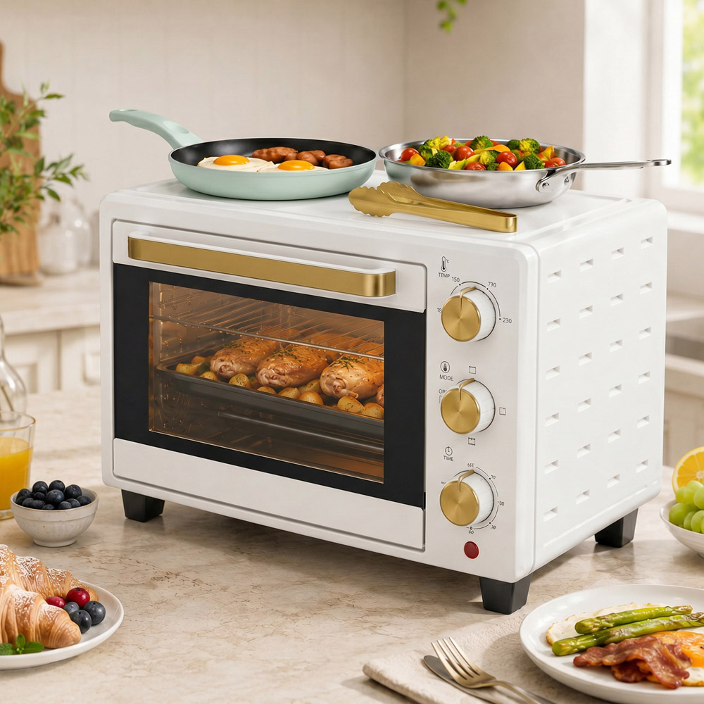 HOMCOM 800-085V71WT White 21L Electric Grill Toaster Oven with Adjustable Temperature Image 4