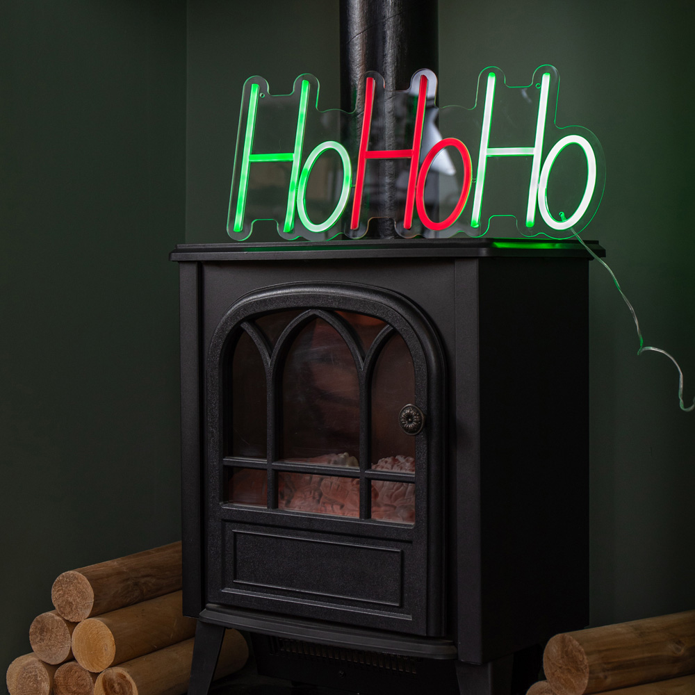 Samuel Alexander Red and Green Light Up Neon Ho Ho Ho Christmas Decoration Image 3