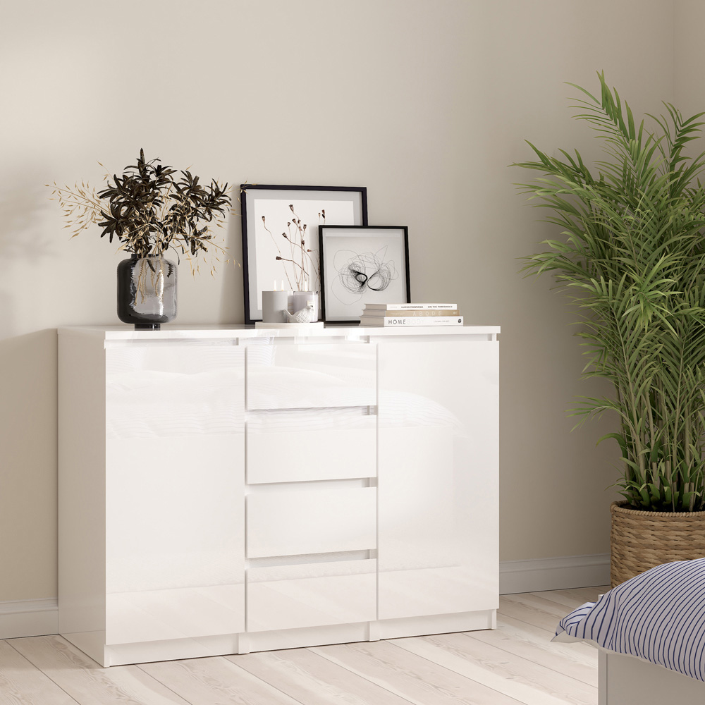 Florence 2 Door 4 Drawer White High Gloss Sideboard Image 6