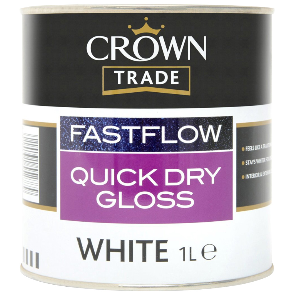 Crown Trade Fastflow White Quick Dry Gloss Paint 1L Image 2