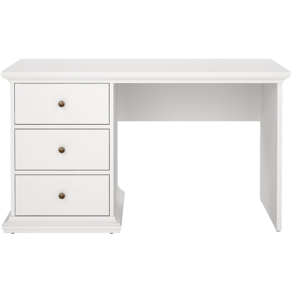 Florence Paris 3 Drawer Desk White Image 3