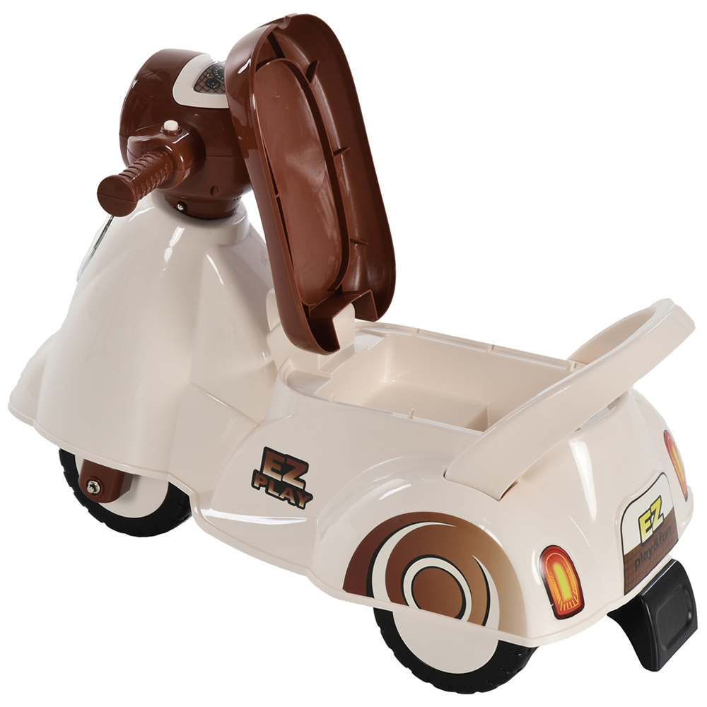 HOMCOM Kids White and Brown Foot-To-Floor Sliding Car 12-36 months Image 4