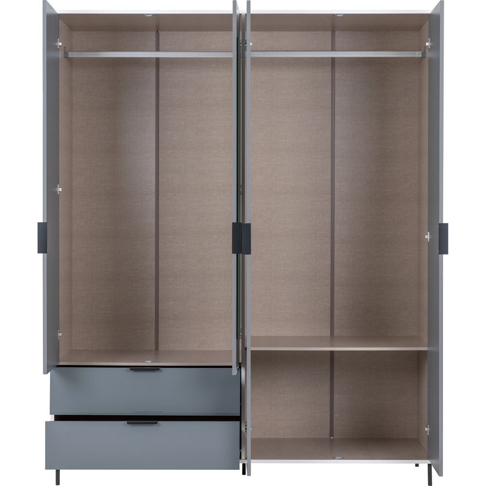 Seconique Madrid 4 Door 2 Drawer Grey and White Gloss Wardrobe Image 4