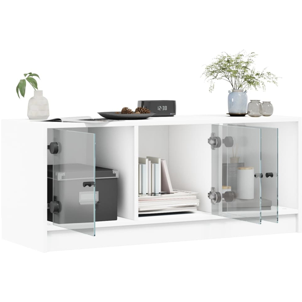 vidaXL 3 Glass Door White TV Cabinet Image 5