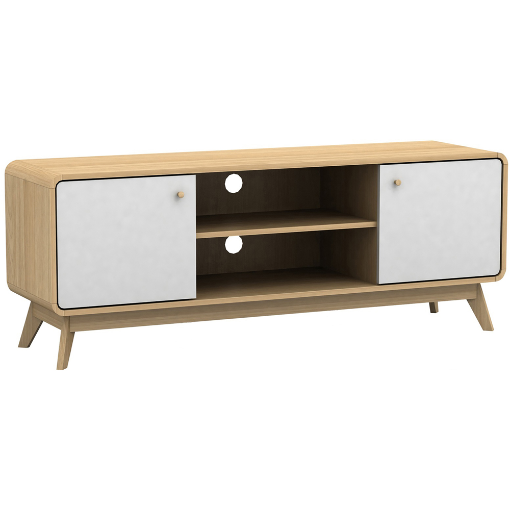 Loft24 Cassie 2 Door 2 Shelf White Oak TV Stand Image 2