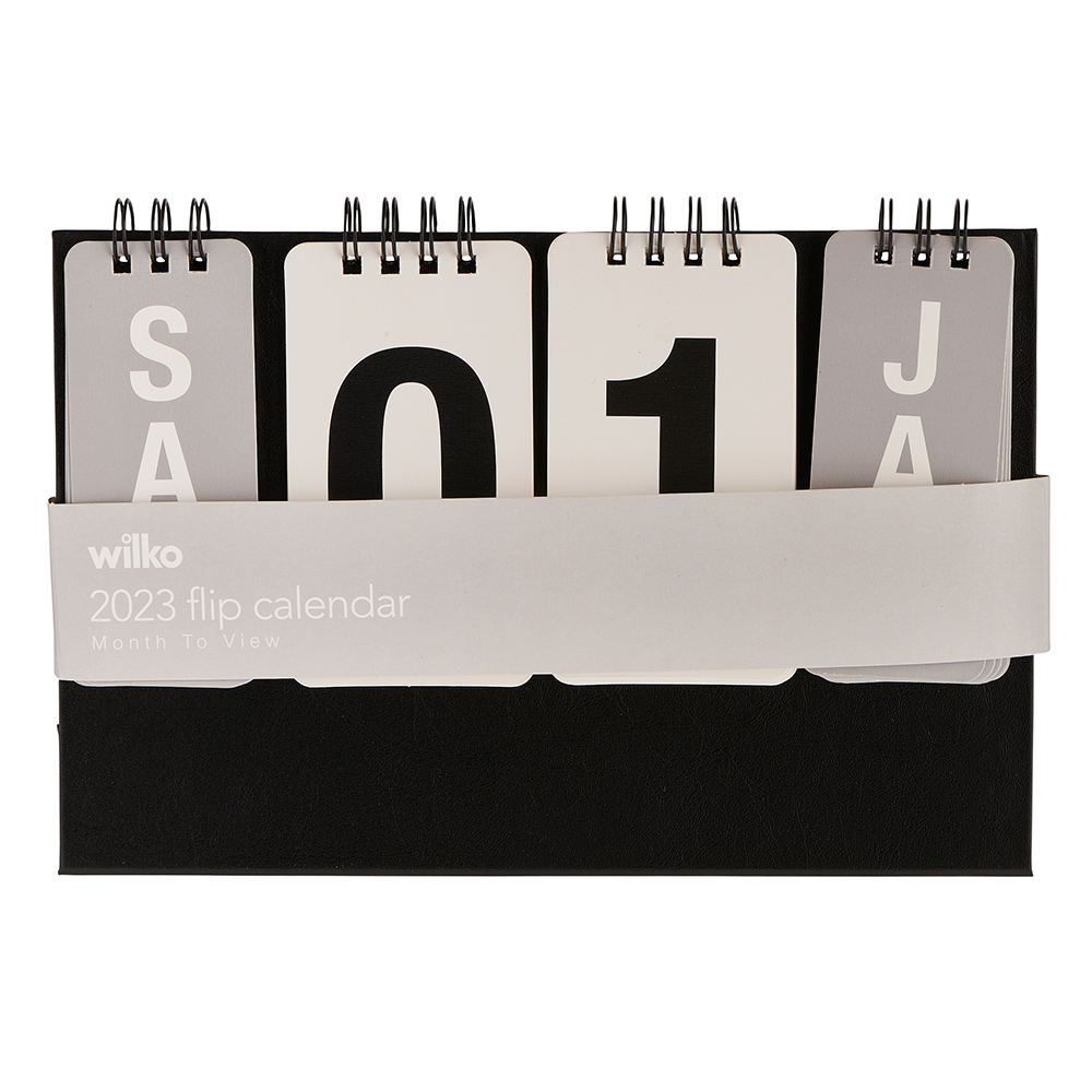 Wilko Black Month-to-view 2023 Flip Desk Calendar | Wilko