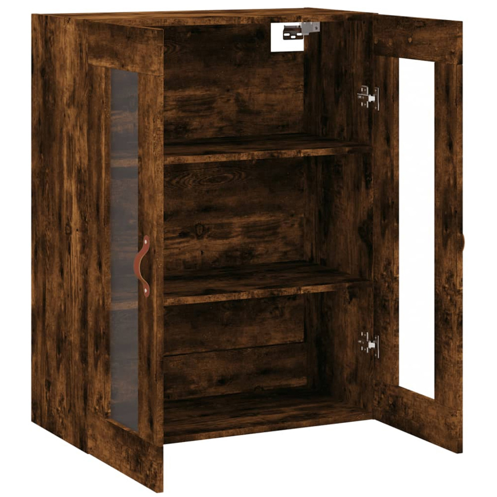 vidaXL 2 Glass Door Brown Smoked Oak Wall Mounted Cabinet Image 7
