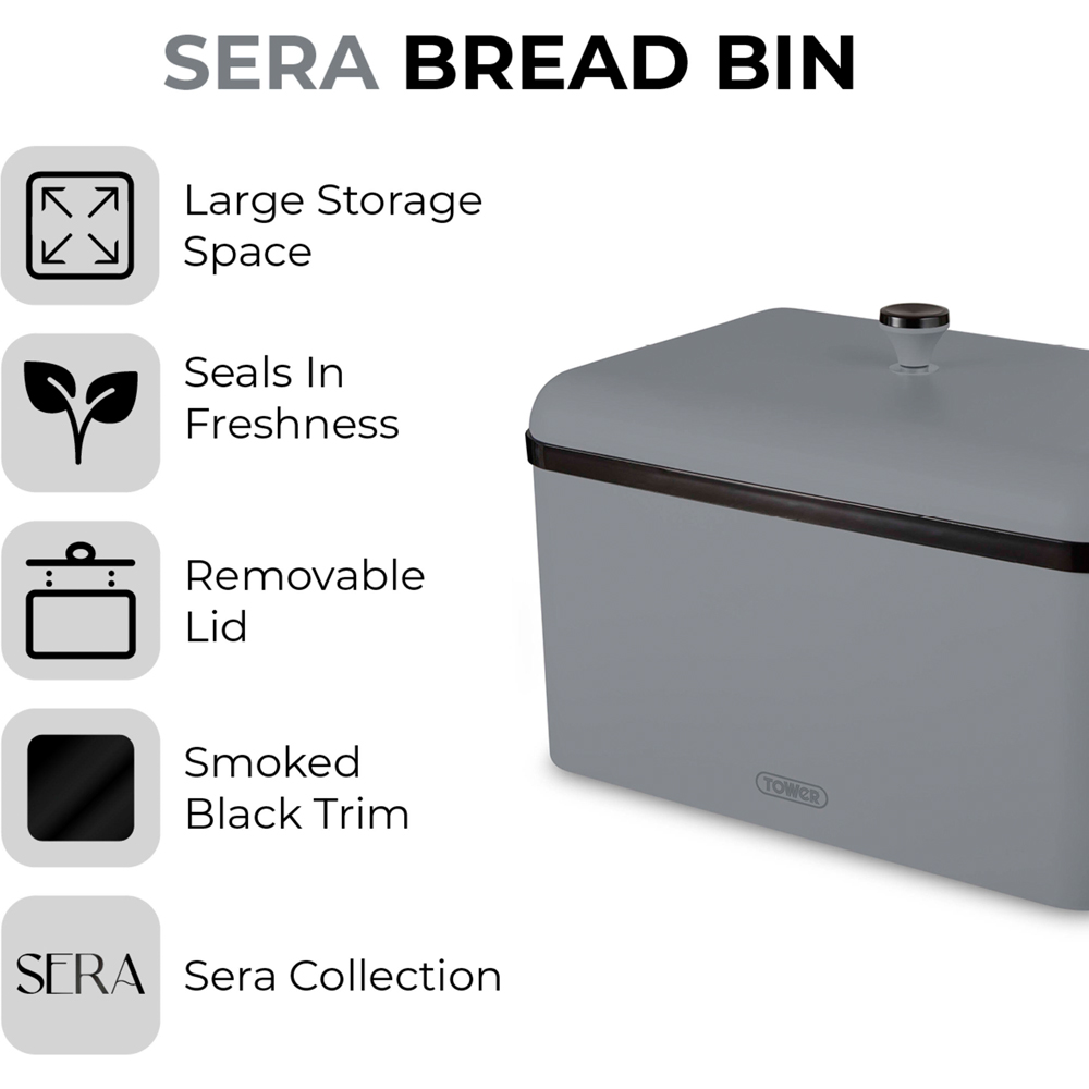 Tower Sera Grey Bread Bin Image 8