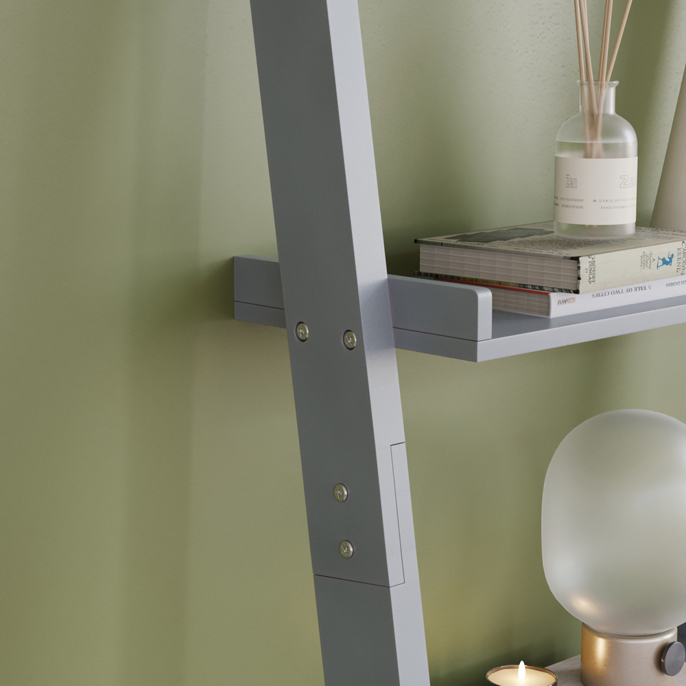 Vida Designs York 4 Shelf Grey Ladder Bookcase Image 5
