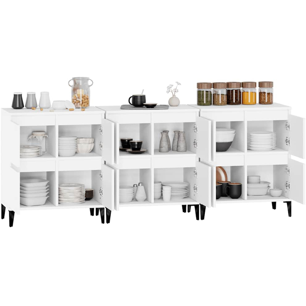 vidaXL 4 Door White Sideboard Set of 3 Image 5