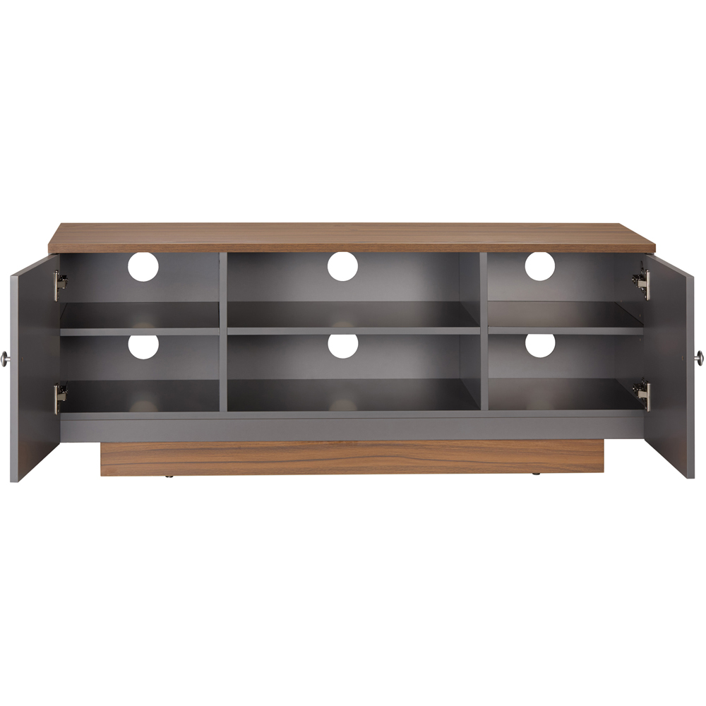 TTAP Venice Grey and Walnut 2 Door 2 Shelf TV Cabinet Image 3