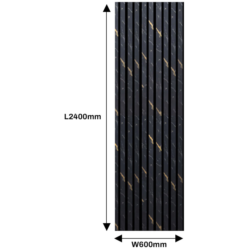 Britwall Black and Gold Marble Design Linear Acoustic Wall Panel 2400 x 600 x 21mm 2 Pack Image 6