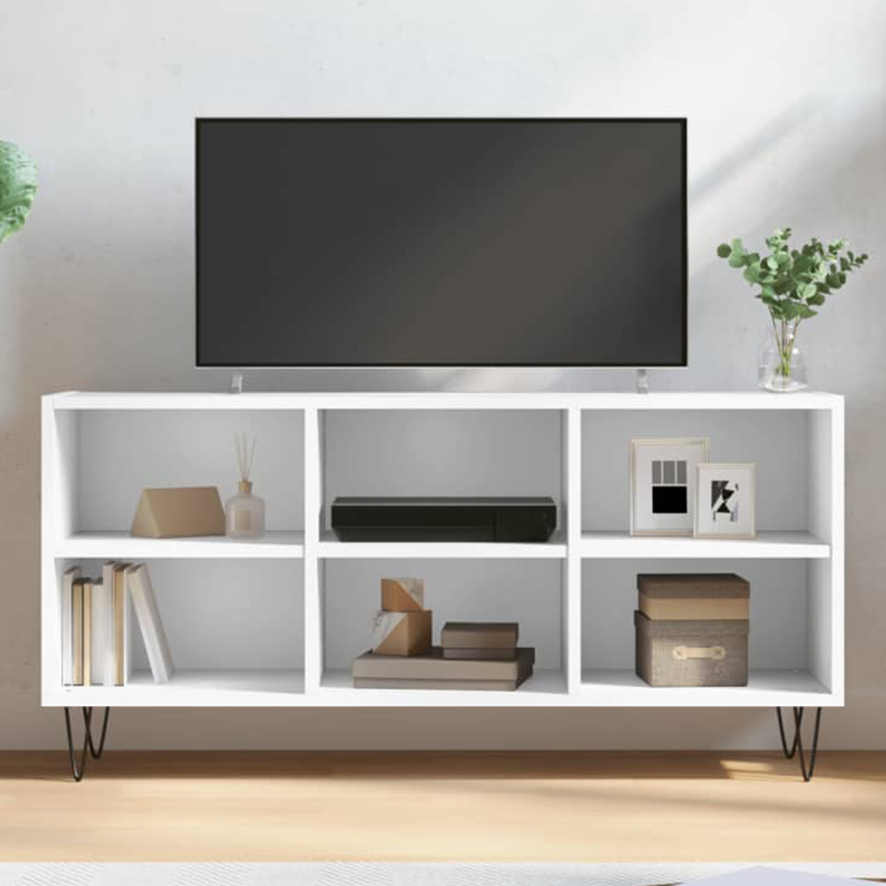 vidaXL 6 Shelf White TV Cabinet Image 1