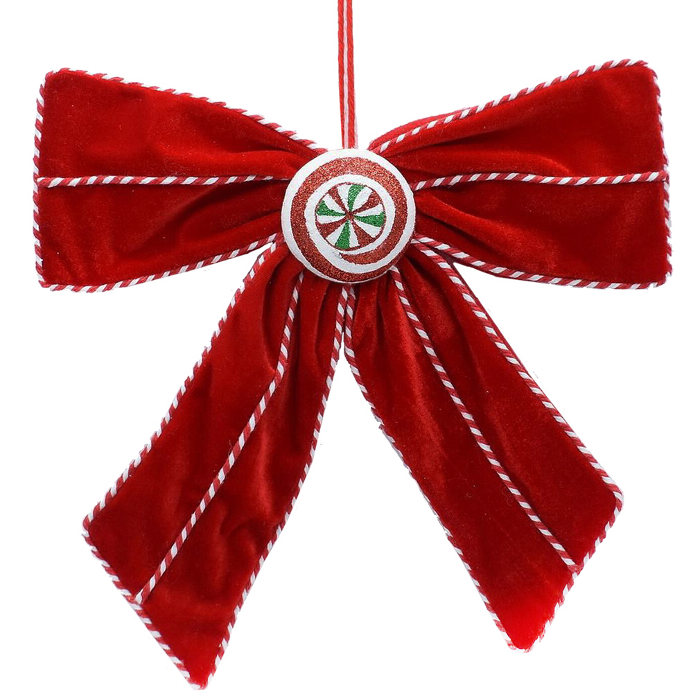 Candy Cane Lane Red and White Sweet Bow Christmas Ornaments Image 2