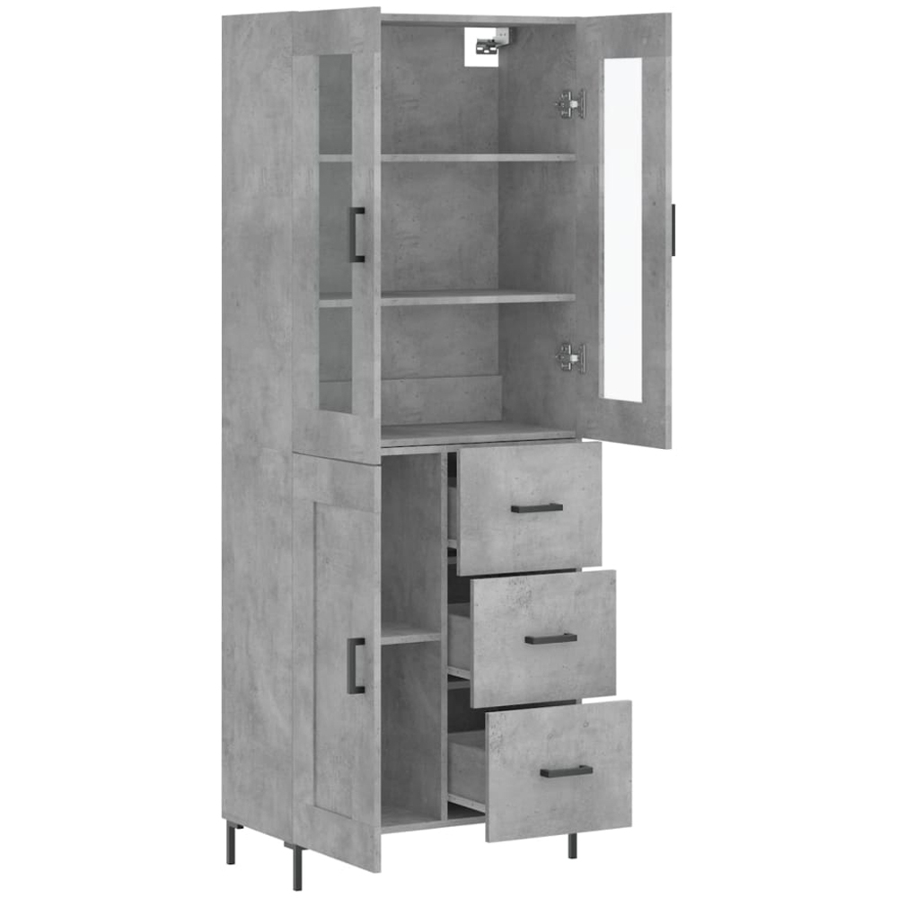 vidaXL 3 Door 3 Drawer Concrete Grey Highboard Image 4