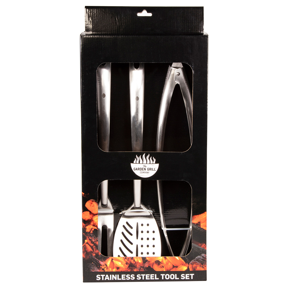 Premier 3 Piece Stainless Steel BBQ Tools Set Wilko