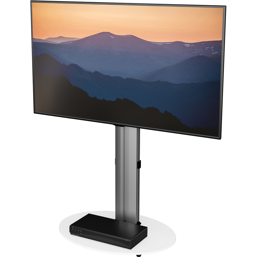 AVF Eno Silver and White Glass Pedestal TV Unit Image 3