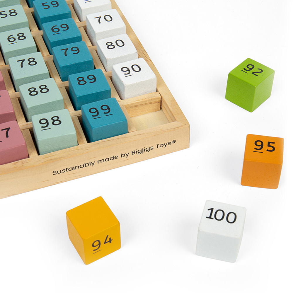 Bigjigs Toys 100 Piece Wooden Number Tray Multicolour Image 5