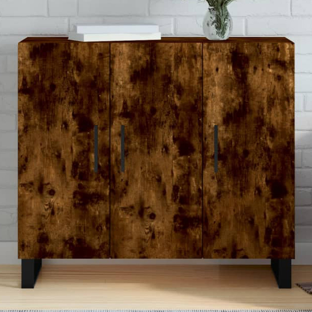 vidaXL 3 Door Smoked Oak Sideboard Image 1