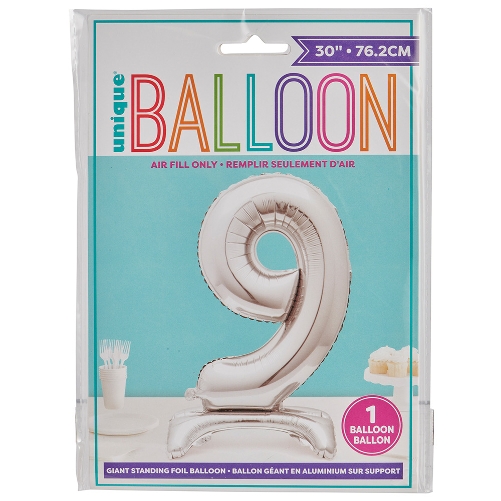 Wilko 30inch 9 Silver Foil Air Filled Balloon Image 2