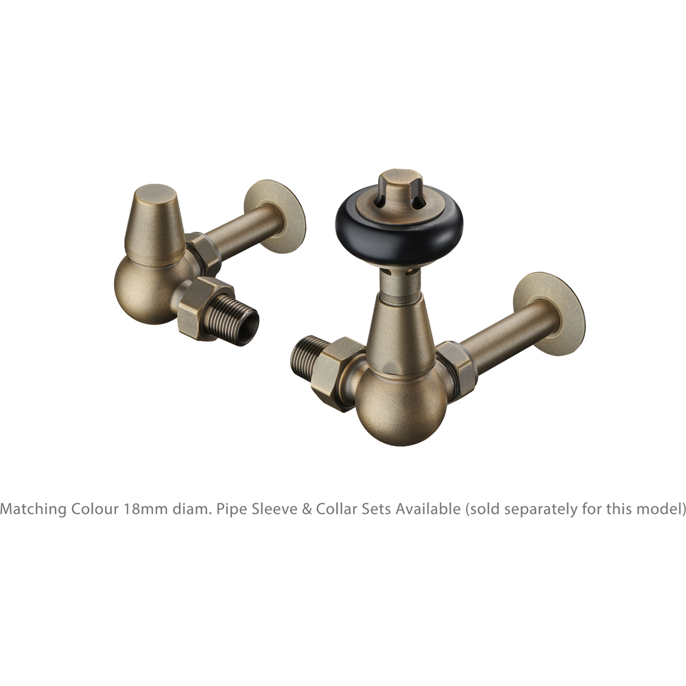 Terma Traditional Antique Brass 3 Axis Thermostatic Radiator Valve and Lockshield Set Image 6