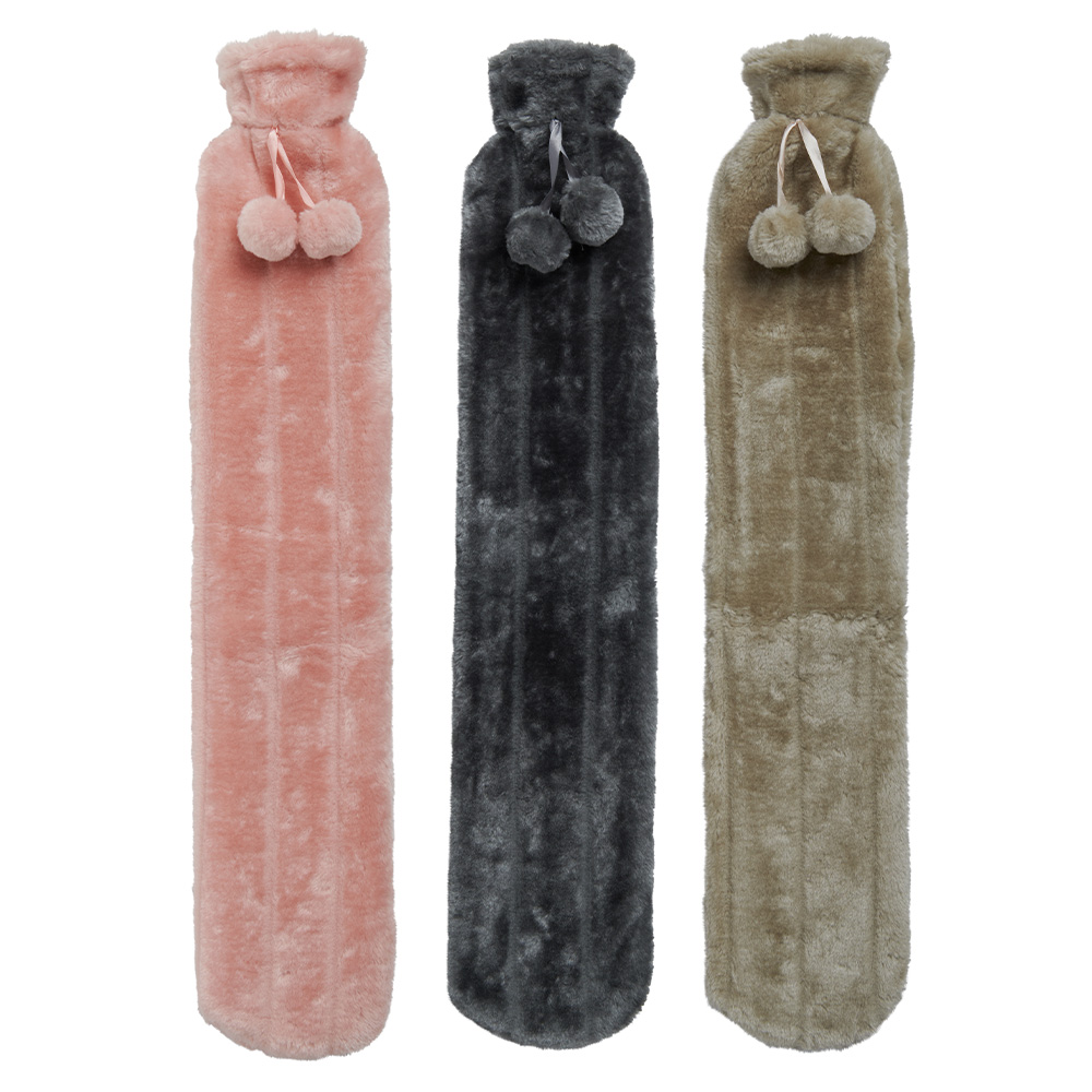 Single Wilko Faux Fur Long Hot Water Bottle in Assorted styles Image 1