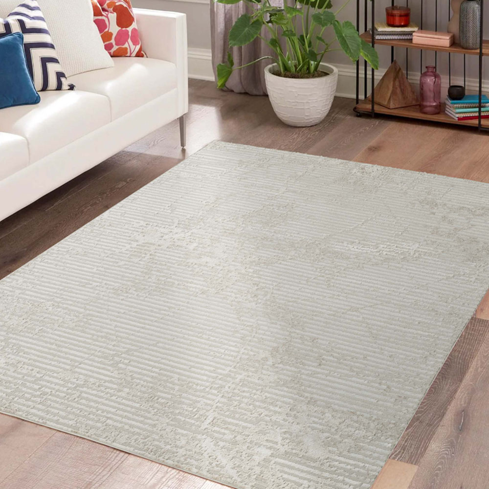 Desire Rugs Perla Beige Modern Abstract Linear Molten Design Rug 60 x 220cm Image 5