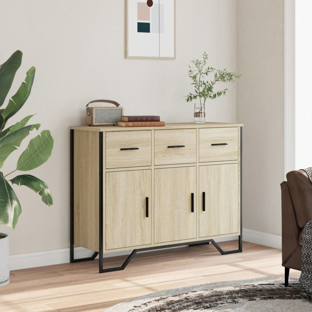 vidaXL 3 Door 3 Drawer Sonoma Oak Large Sideboard Image 3