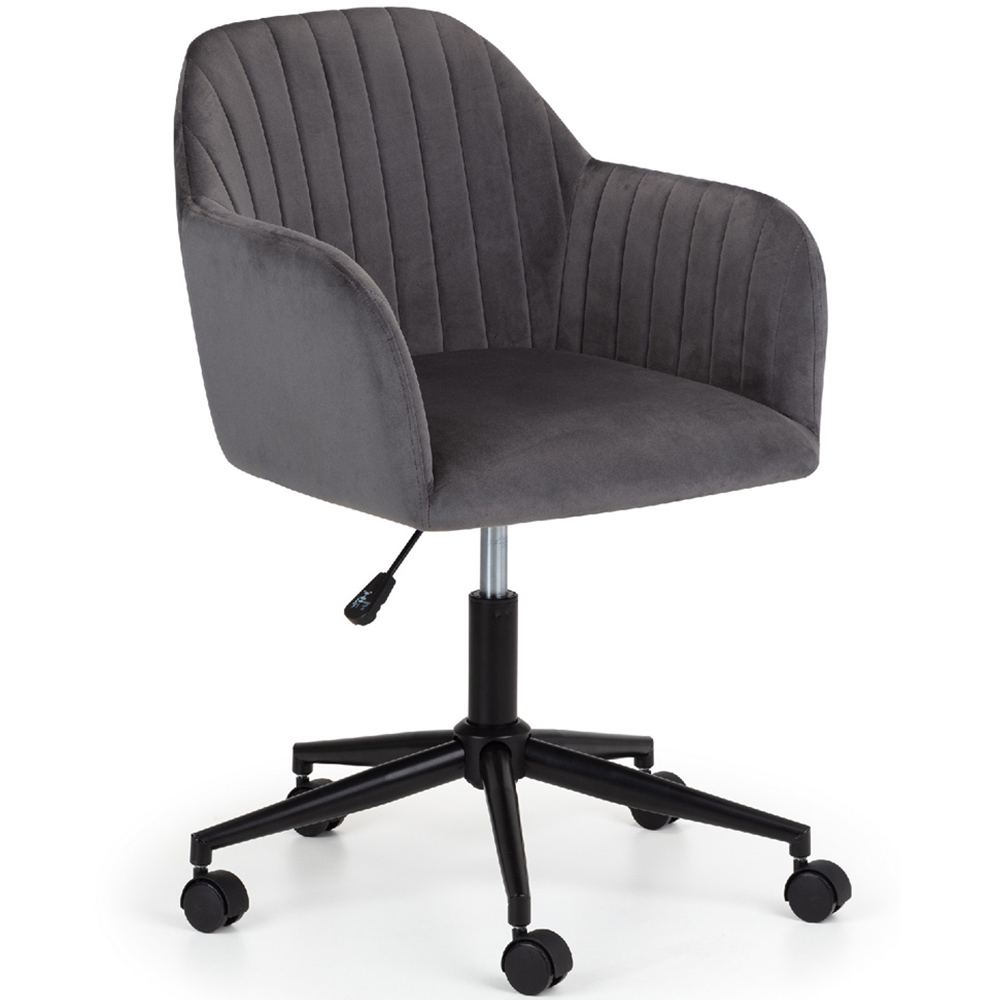 Julian Bowen Kahlo Grey and Black Velvet Swivel Office Chair Image 2