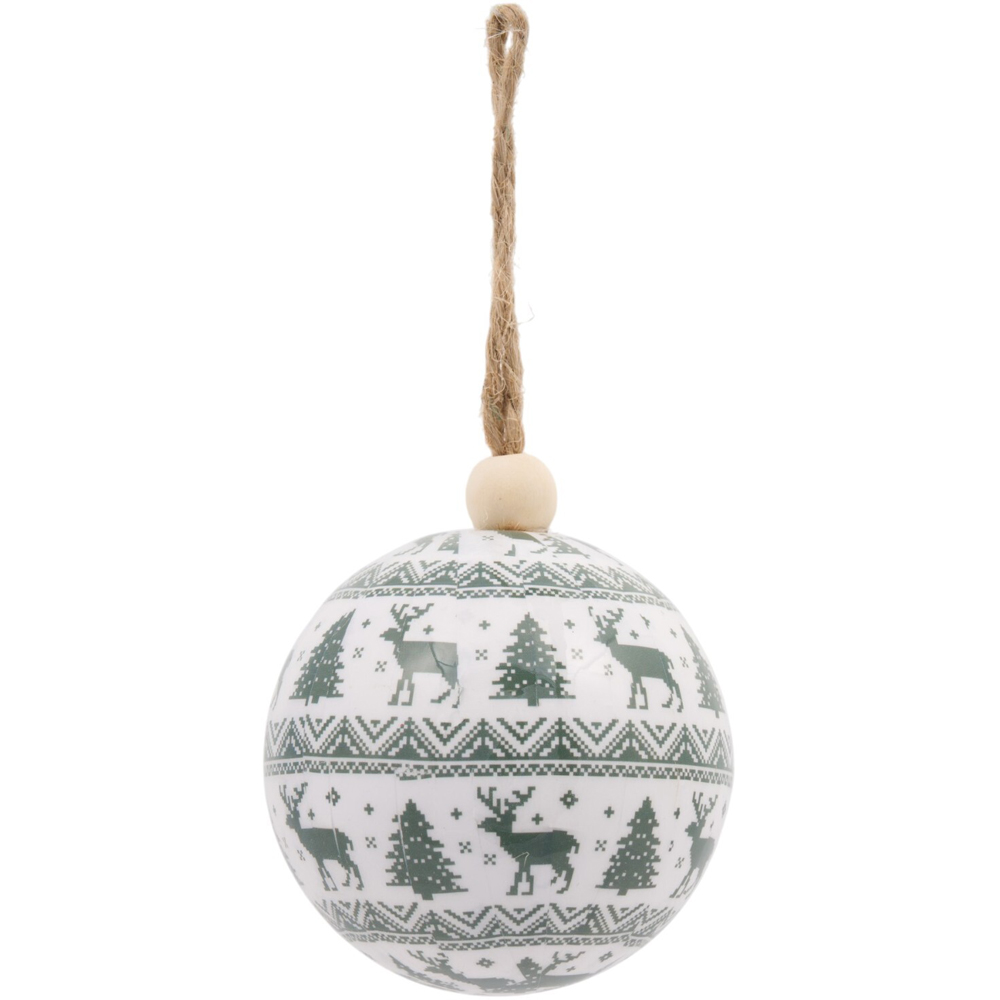 Set of 6 Sage Fair Isle Pattern Baubles Image 4
