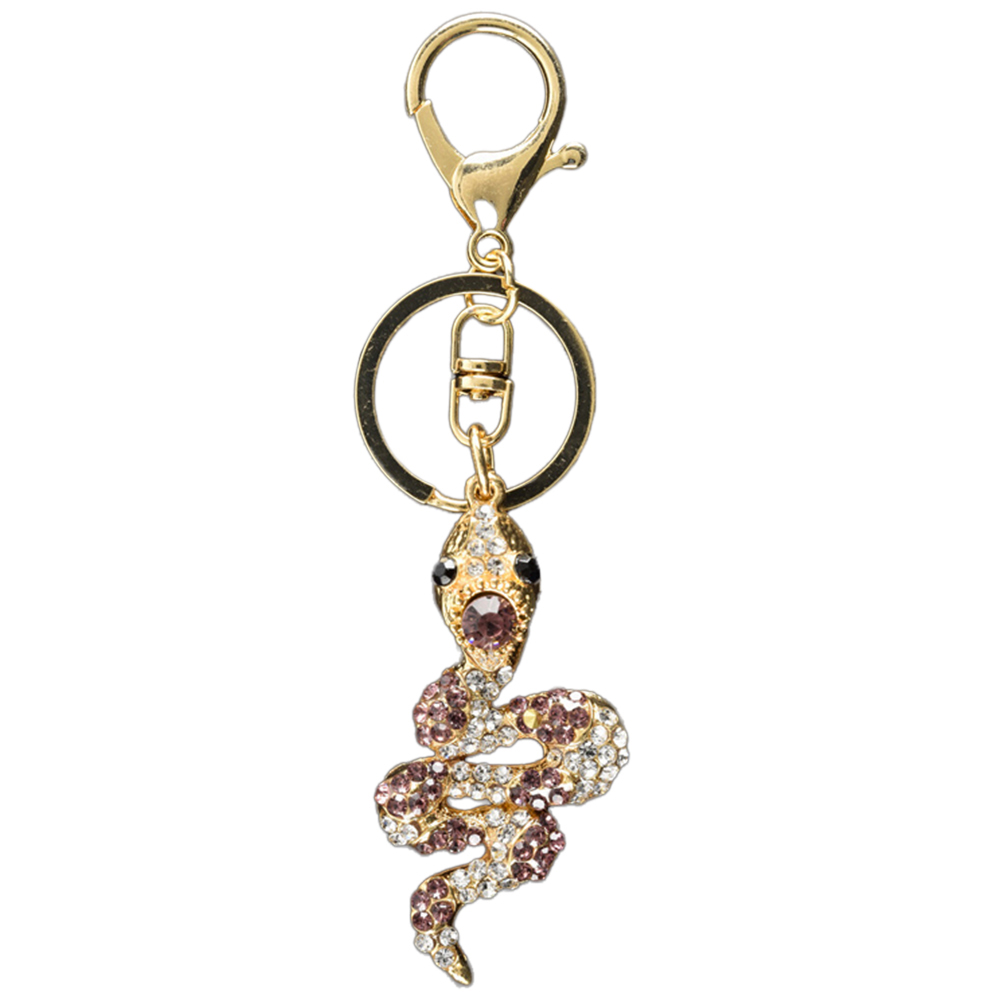 Pink and Silver Snake Key Charm Image 1