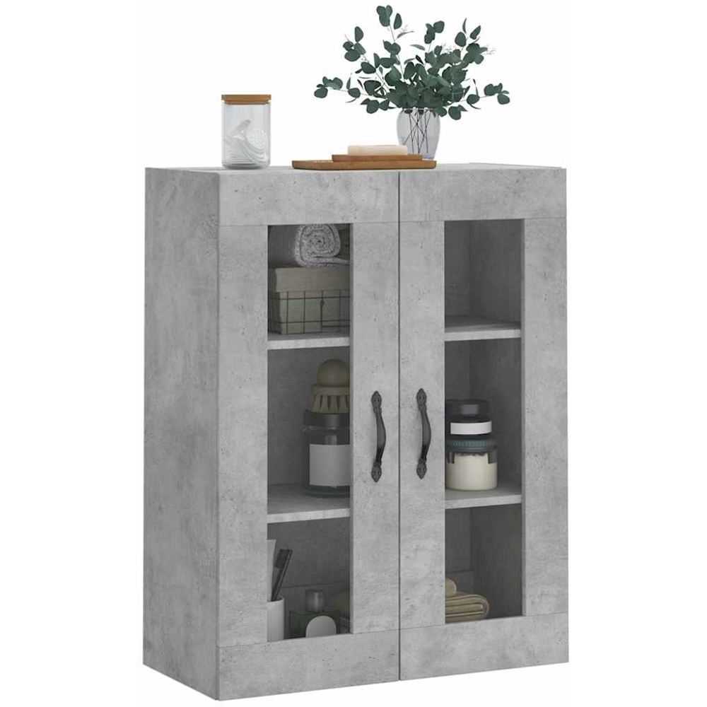vidaXL 2 Glass Door Concrete Grey Wall Mounted Cabinet Image 3