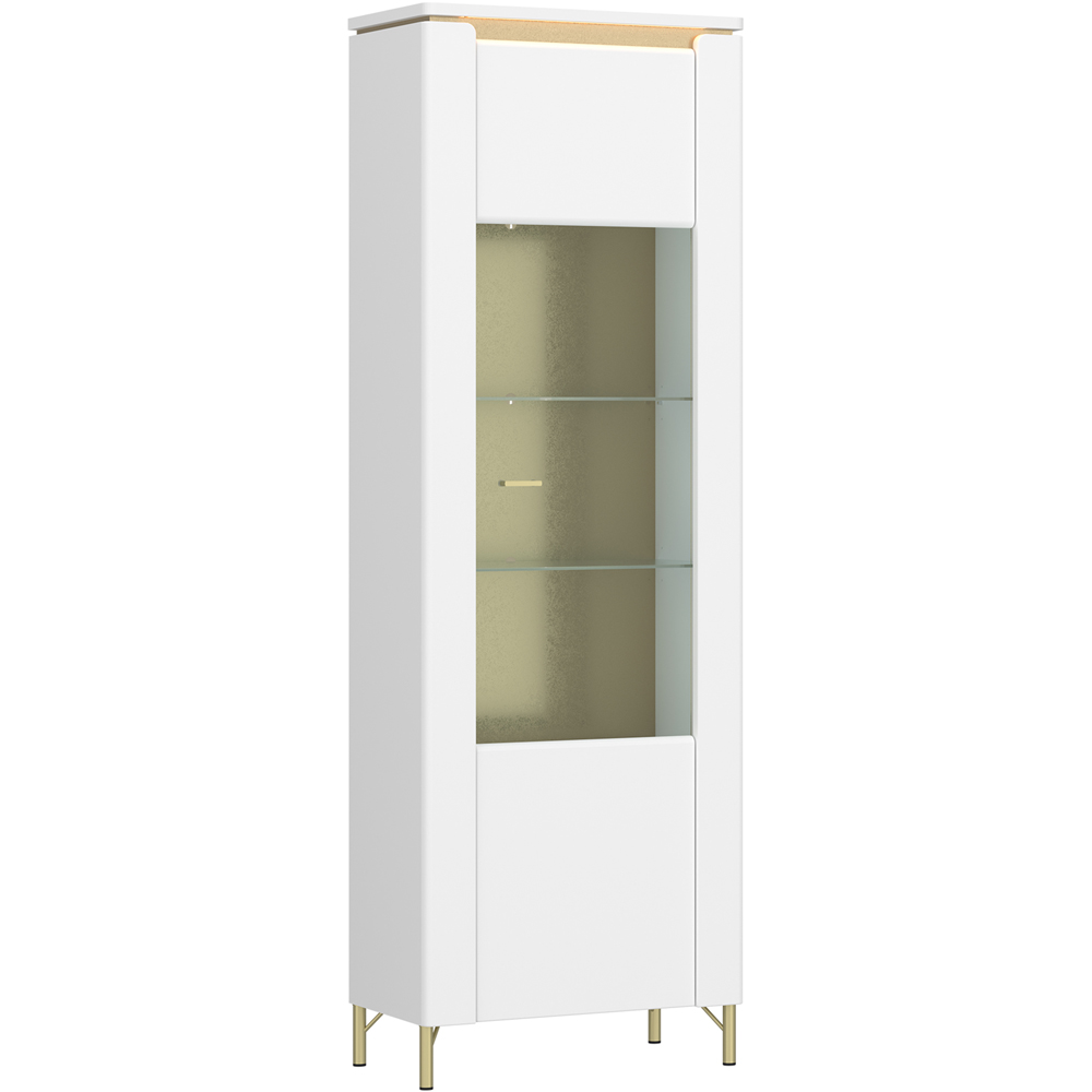 Furniture To Go Lazio Vitrin Single Door Alpine White Cabinet Image 2