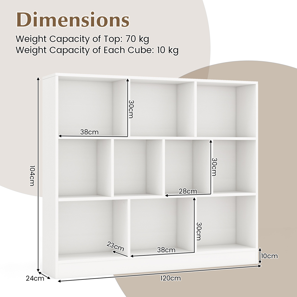 Costway 10 Cube White Bookshelf Image 9