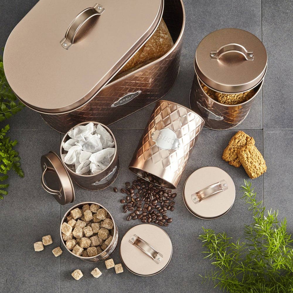 Neo Copper Embossed 5 Piece Kitchen Canister Set Image 3