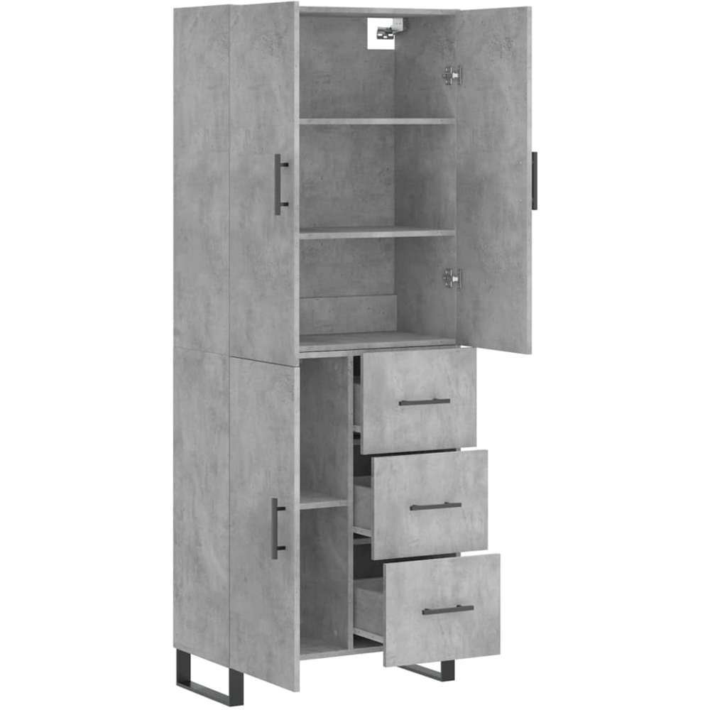 vidaXL 3 Door 3 Drawer Concrete Grey Highboard Image 4