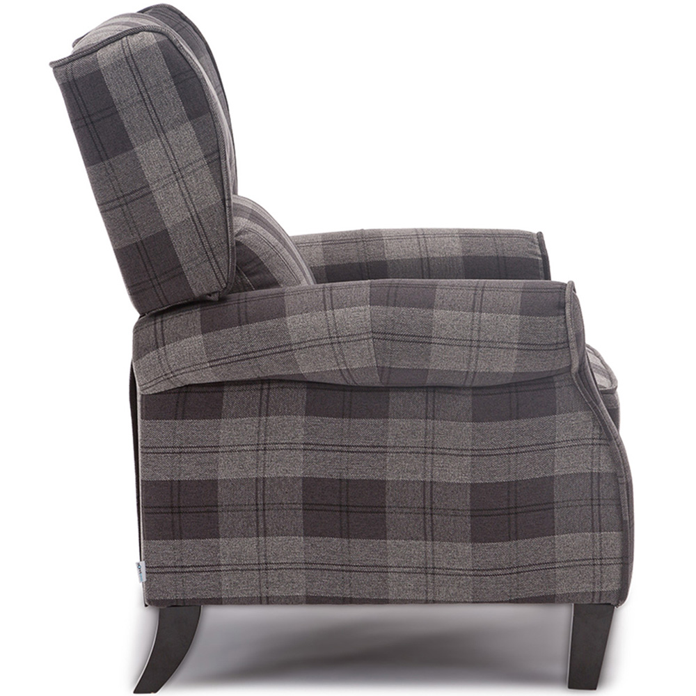 Furniture Online Eaton Charcoal Wing Back Checkered Recliner Chair Image 4