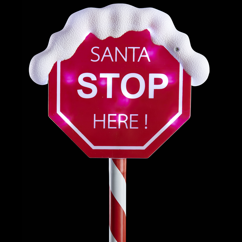 Wilko Battery Operated LED Santa Stop Here Sign Image 3