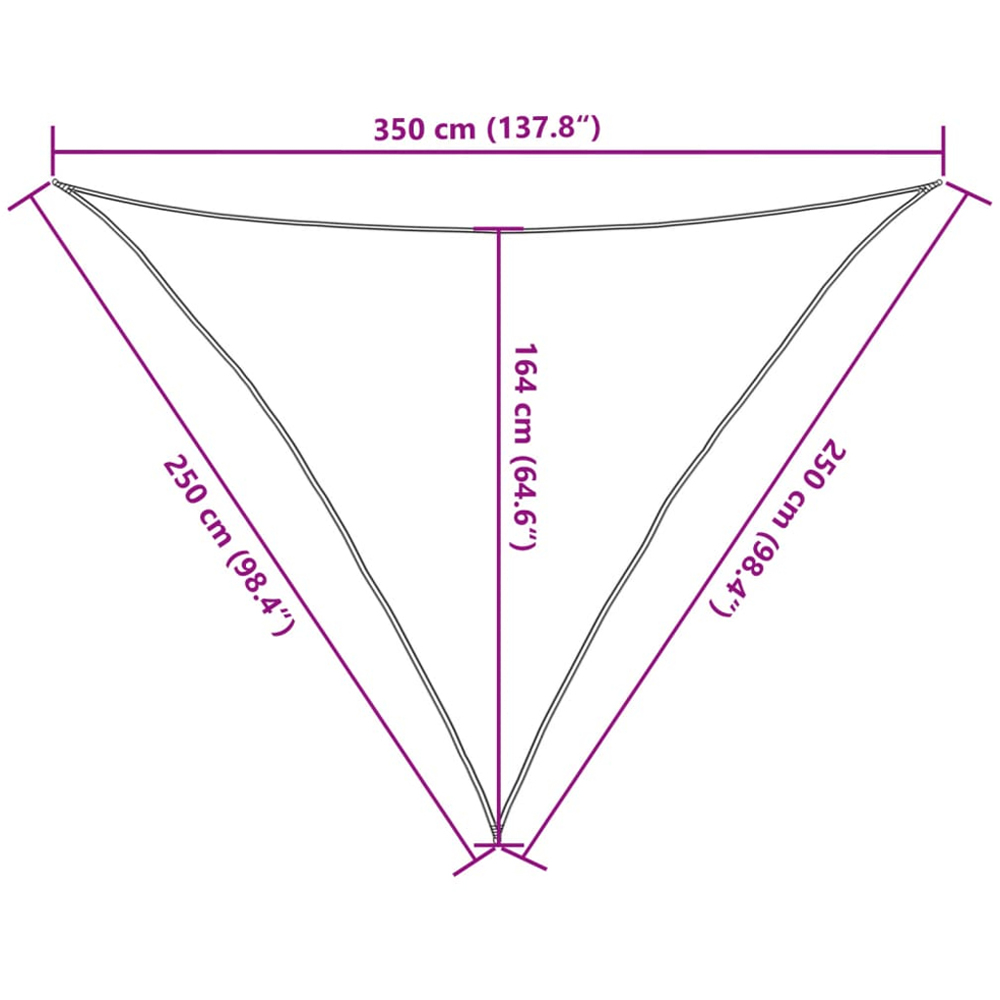 vidaXL Grey Triangular Sun Shade Sail 2.5 x 2.5 x 3.5m Image 8