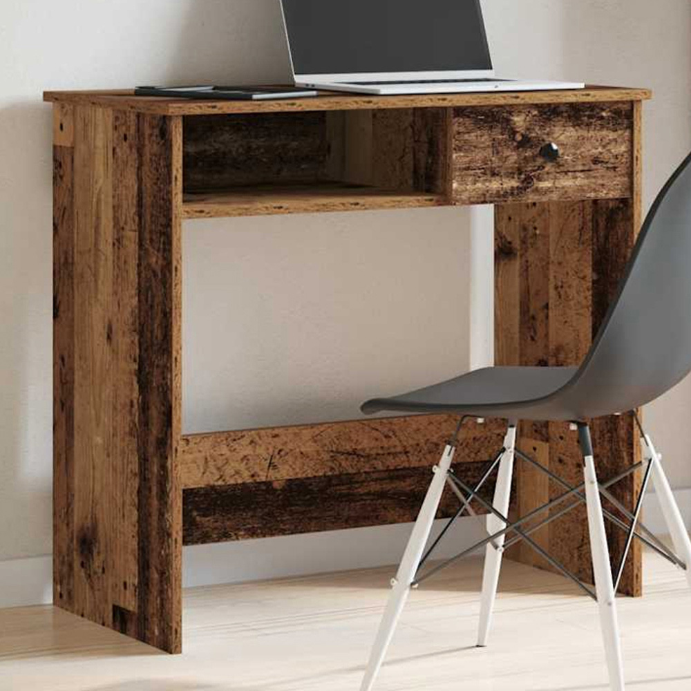 vidaXL Single Drawer Single Shelf Computer Desk Old Wood Effect Image 1