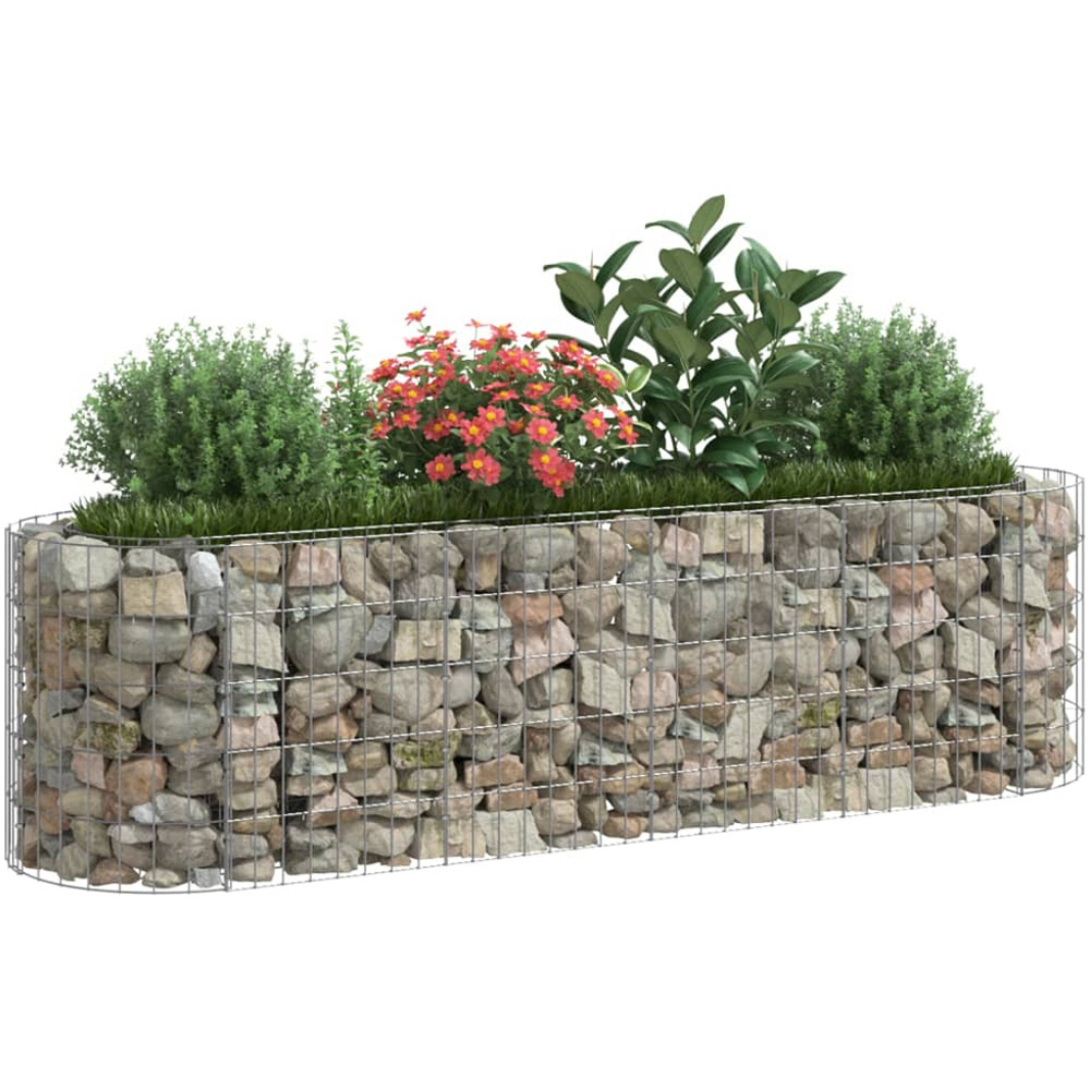 vidaXL Silver Galvanised Iron Gabion Raised Bed 190 x 50 x 50cm Image 2