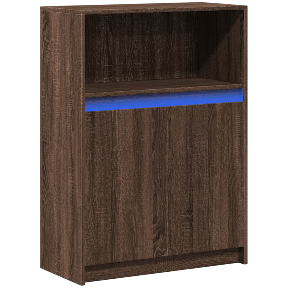 vidaXL 2 Door Single Open Shelf Brown Oak Sideboard with LED Lights Image 3