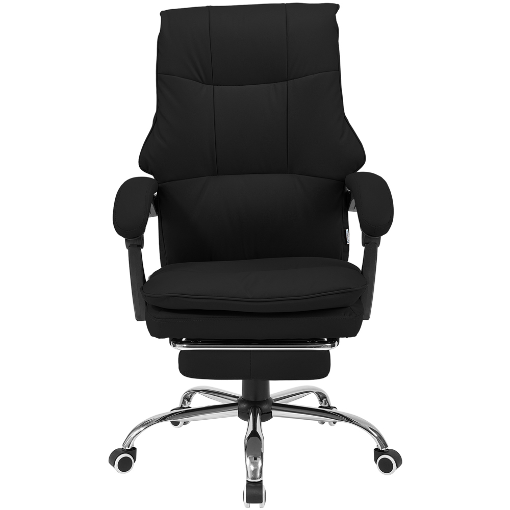 Living and Home Black PVC Leather Reclining Backrest Office Chair with Footrest Image 2