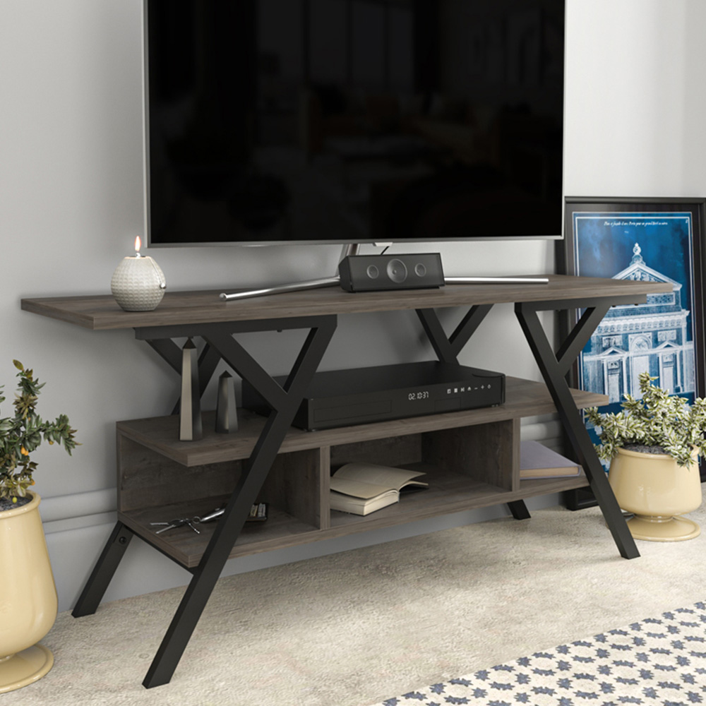 Decorotika Minerva 4 Shelf Black Wenge TV Stand for 55 inch TV Image 1