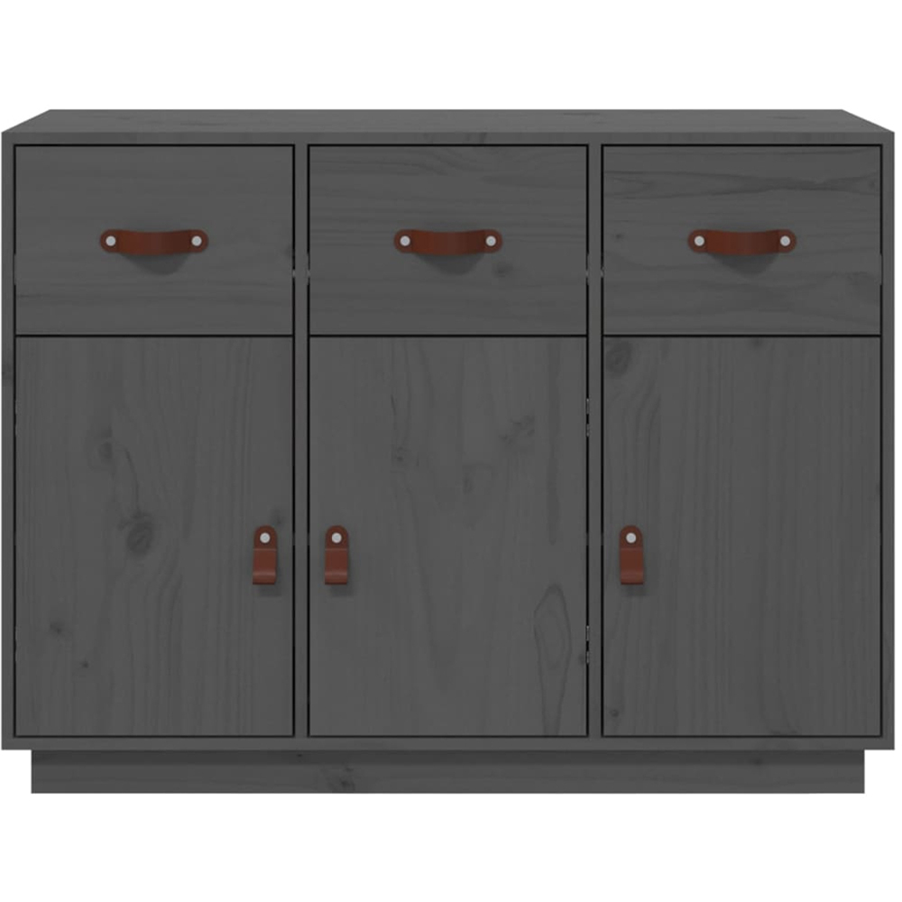 vidaXL 3 Door 3 Drawer Grey Wooden Sideboard Image 4