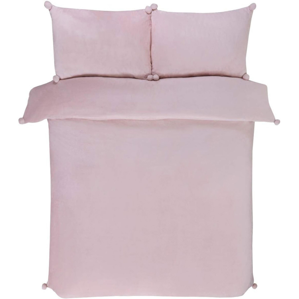 Smart Living King Size Ice Pink Pom Pom Fleece Duvet Cover Set Image 3