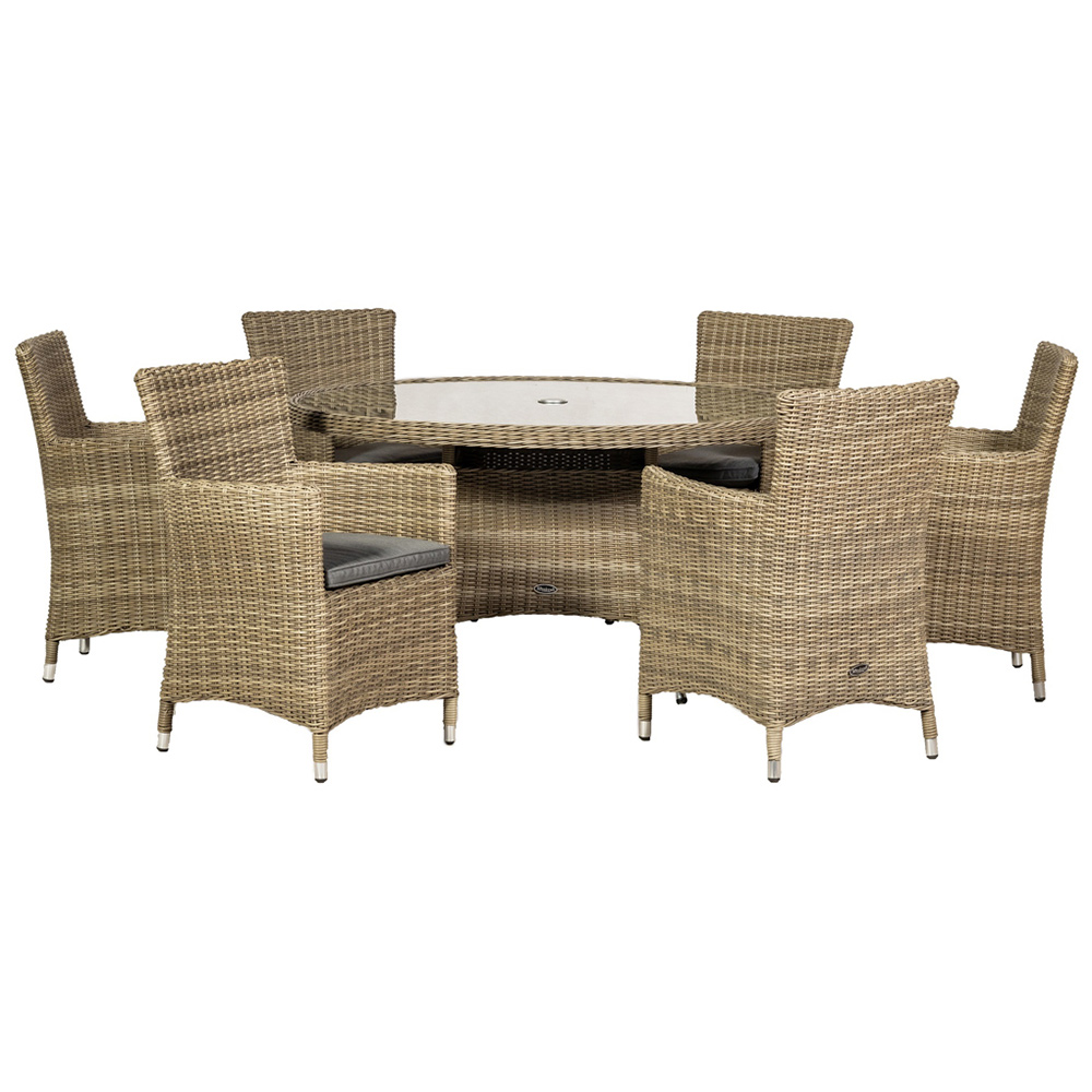 Royalcraft Wentworth Rattan 6 Seater Round Carver Dining Set Image 1