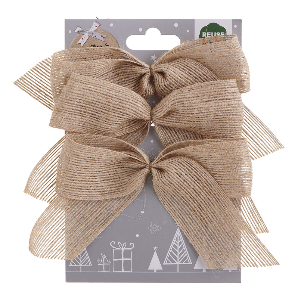 Single Wilko First Frost Hessian Bows 3 Pack in Assorted styles Image 5